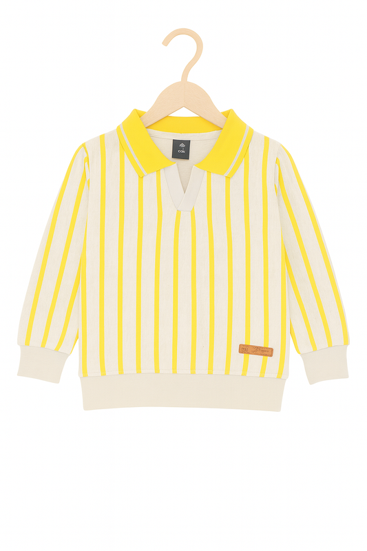 Kids Yellow Striped Collar Sweatshirt