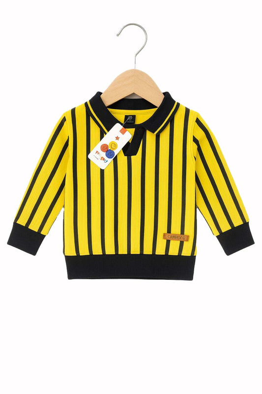 Kids Striped Collar Sweatshirt (Black/White & Yellow/Black)