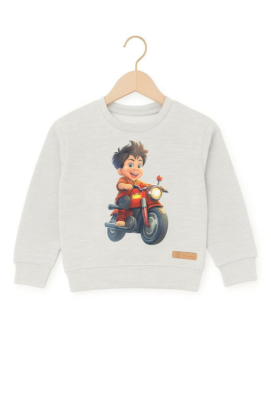Kids Cartoon Biker Print Sweatshirt