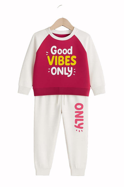 Kids White & Red “Good Vibes Only” Tracksuit