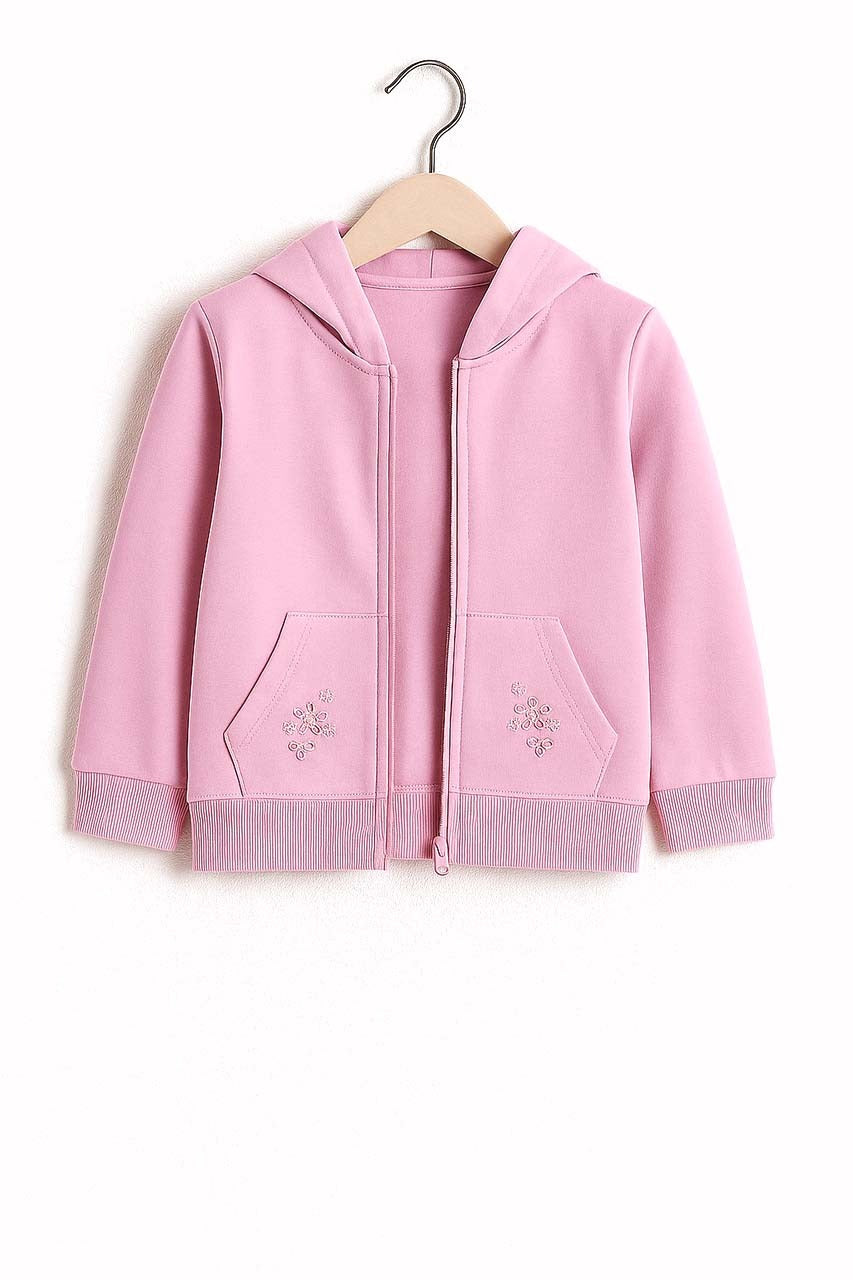 Girls Pink Zip-Up Hoodie