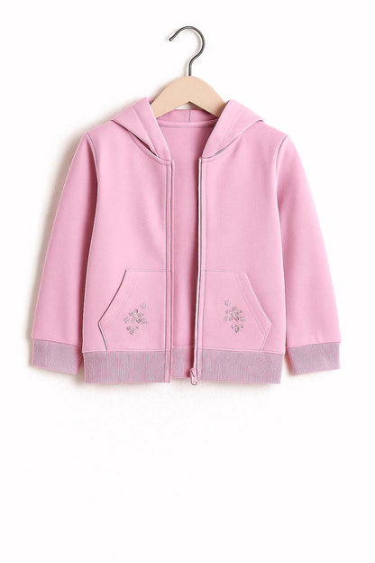 Girls Pink Zip-Up Hoodie