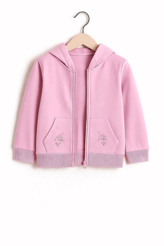 Girls Pink Zip-Up Hoodie