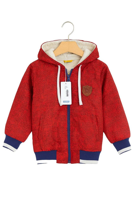 Red Printed Zip-Up Hoodie for Kids