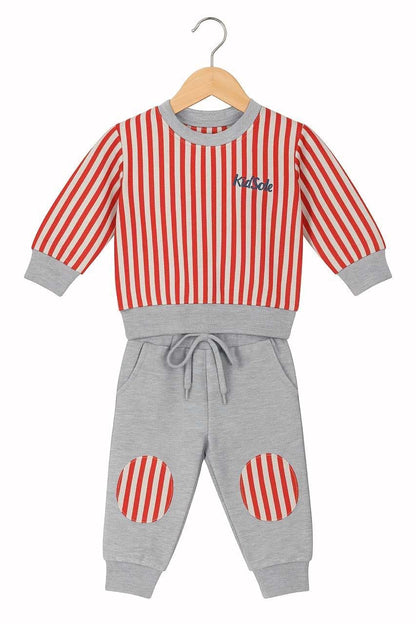 Kids Red Striped-Tracksuit