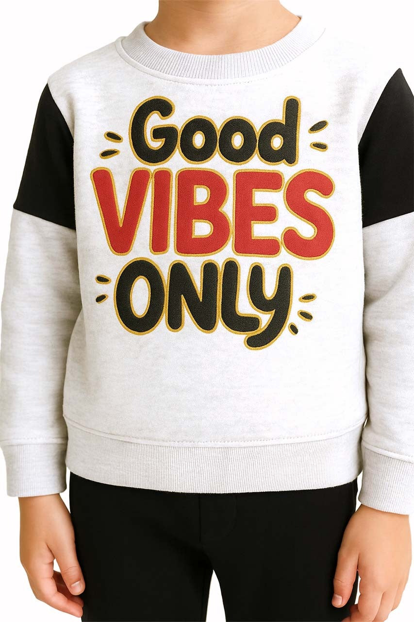 Kids “Good Vibes Only” Black & White Tracksuit