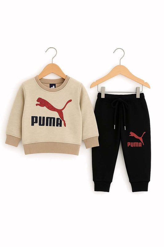 Kids Beige & Black Puma Tracksuit