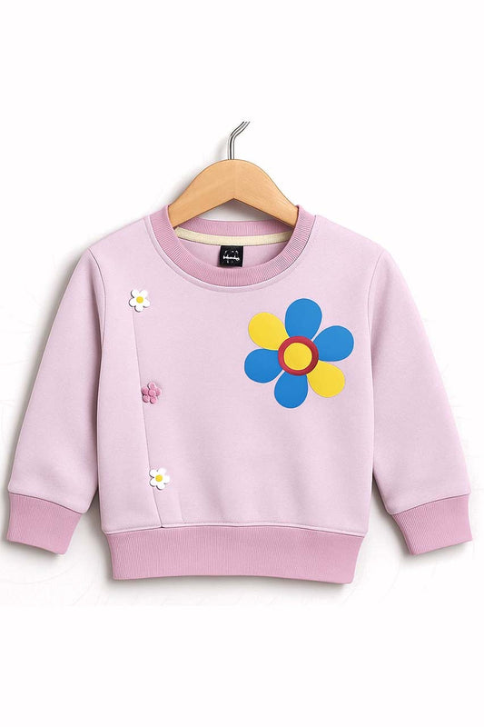 Kids Pink Flower Patch Sweatshirt
