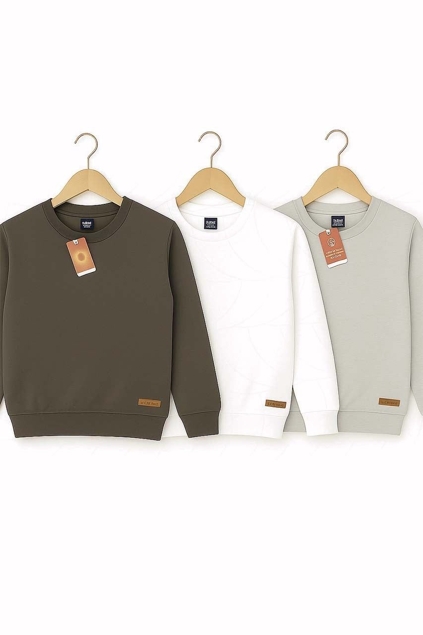 Kids Basic Solid Sweatshirt – 3 Color Pack