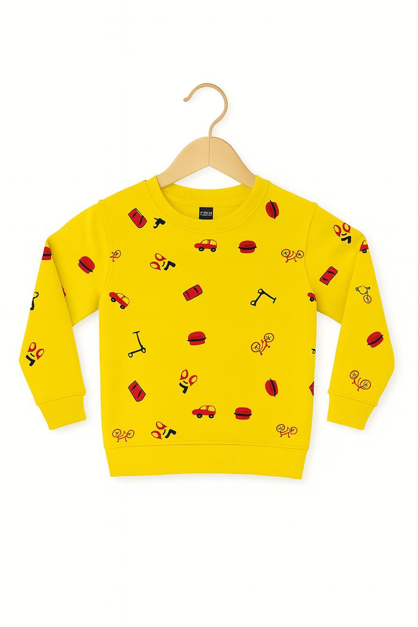 Kids Yellow Transport Print Sweatshirt